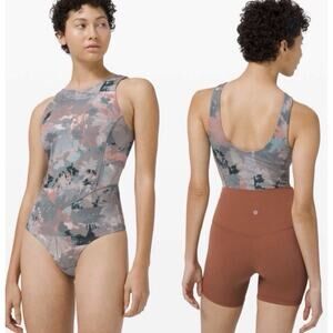 Lululemon Align 10 Bodysuit Lavender Dew High Neck Bra Support b c cup yoga NWT